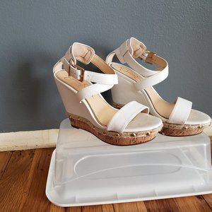 White Summer Wedge w/Cork Sole